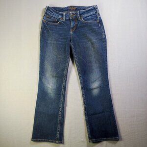 Silver Jeans Suki Capri women's size 28 dark washed blue straight leg